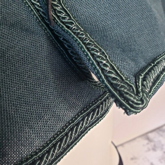 Large Linen Like Dark Green Hooded Medieval Cape w Gold Lacing Details - Picture 7 of 12